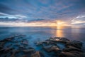 Long exposure at sunset, at the Tide Pools in La Jolla, San Diego, California Royalty Free Stock Photo