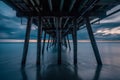 Long exposure after sunset under the pier in Imperial Beach, near San Diego, California Royalty Free Stock Photo