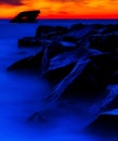 Long exposure at sunset of the USS Atlantis shipwreck at a jetty Royalty Free Stock Photo