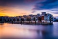 Long exposure at sunset of waterfront condominiums at the Inner Royalty Free Stock Photo