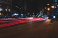 Long exposure of Michigan Ave, in the night downtown Chicago , IL 09/13/19 Royalty Free Stock Photo