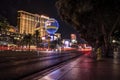 Long exposure of traffic outside the Paris Balloon on Las Vegas Boulevard