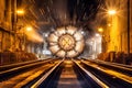 long exposure of tunnel boring machine in motion
