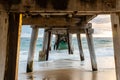 a long exposure under the port noarlunga jetty at sunset in south australia on April 19th 2021 Royalty Free Stock Photo