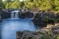 A long exposure view across the Lower Force waterfall on the River Tees