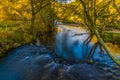 A long exposure  view across the River Dove at Dovedale, UK Royalty Free Stock Photo