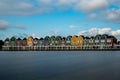 Long exposure view of the colorful rainbow houses and lake in Houten