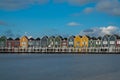 Long exposure view of the colorful rainbow houses and lake in Houten