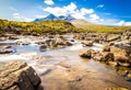 Long exposure view of Cuillin hills, a range of rocky mountains located on the Isle of Skye in Scotland Royalty Free Stock Photo