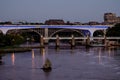 Sunset dusk view of the 35W Bridge in Minneapolis Minnesota during the dusk blue hour Royalty Free Stock Photo