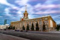 Long exposure view of Yekaterinburg city hall administration with blurred clouds Royalty Free Stock Photo