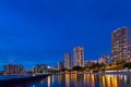 Long exposure of Waikiki Beach and skyline Royalty Free Stock Photo
