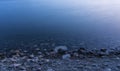 Long exposure water twilight phantom blue stone reservoir coast waterfront area peaceful idyllic background wallpaper scenic view