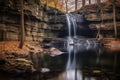 long exposure of waterfall creating smooth, silky water Royalty Free Stock Photo