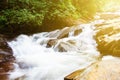 Long exposure waterfall in forrest. Royalty Free Stock Photo