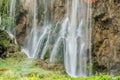 Long Exposure Waterfall over Steep Rocks in Plitvice Lakes National Park, Croatia, Europe Royalty Free Stock Photo