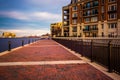 Long exposure of the Waterfront Promenade and condominiums in th Royalty Free Stock Photo