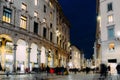 Long exposure of xmas shoppers at Corso Vittorio Emanuele ii near Duomo in Milan, Lombardy, Italy on a cold November Royalty Free Stock Photo