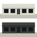 Long facade building. Front of house. Template for outdoor advertising. Vector detailed illustration. Isolated on white