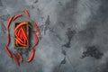 Long fed pepper, on gray stone background, top view flat lay, with copy space for text Royalty Free Stock Photo