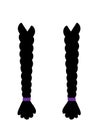 Long female braids on white. Vector.