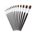 Long filbert artist paint brush stationary flat design Royalty Free Stock Photo