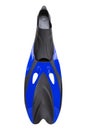 Long fins for diving or snorkeling, blue and black, on a white background