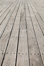 Long flat timbers of a new deck on a working dock on the New Eng