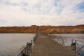 A long floatable walkway in the desert Royalty Free Stock Photo