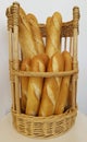 Long French Baguettes in Basket.