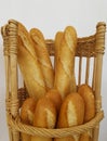 Long French Baguettes in Basket. Royalty Free Stock Photo