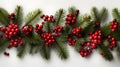 long garland of Christmas tree branches and red berries