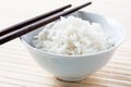 Long grain rice bowl with chopsticks Royalty Free Stock Photo