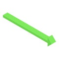 Long green arrow is pointing down on a white background Royalty Free Stock Photo