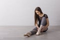 Long hair ballet dancer prepare for dance Royalty Free Stock Photo