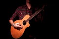 Long hair guy playing guitar acoustic Royalty Free Stock Photo