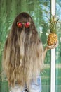 Long hair, glasses, pineapple, hair