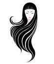 Long hair style icon, logo women face Royalty Free Stock Photo