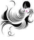 Long hair style icon, logo women face Royalty Free Stock Photo