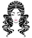 Long hair style icon, logo women face Royalty Free Stock Photo