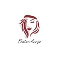 Long hair style icon, logo women face on white background, vector Royalty Free Stock Photo