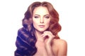 Long hair. Waves Curls Hairstyle. Hair Salon. Updo. Fashion mode Royalty Free Stock Photo