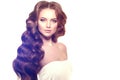 Long hair. Waves Curls Hairstyle. Hair Salon. Updo. Fashion mode Royalty Free Stock Photo