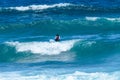 Long Haired Brunette Woman Catching Waves On Las Americas Beach. April 11, 2019. Santa Cruz De Tenerife Spain Africa. Travel