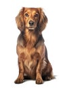 Long-haired Dachshund in front of a white background Royalty Free Stock Photo