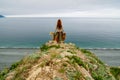 Long-haired girl on sea shore Royalty Free Stock Photo