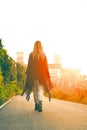 Long-haired girl walking Royalty Free Stock Photo