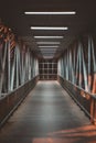 A long hallway corridor with lights in it Royalty Free Stock Photo