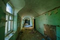 Long hallway with crumbing walls Royalty Free Stock Photo