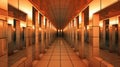 A long hallway with many mirrors on the walls. Generative AI image.